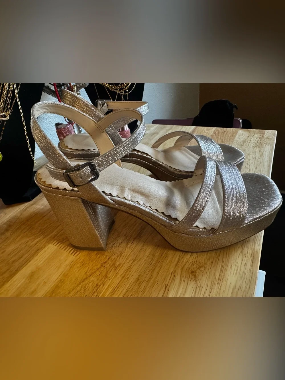 Gold platform sandals